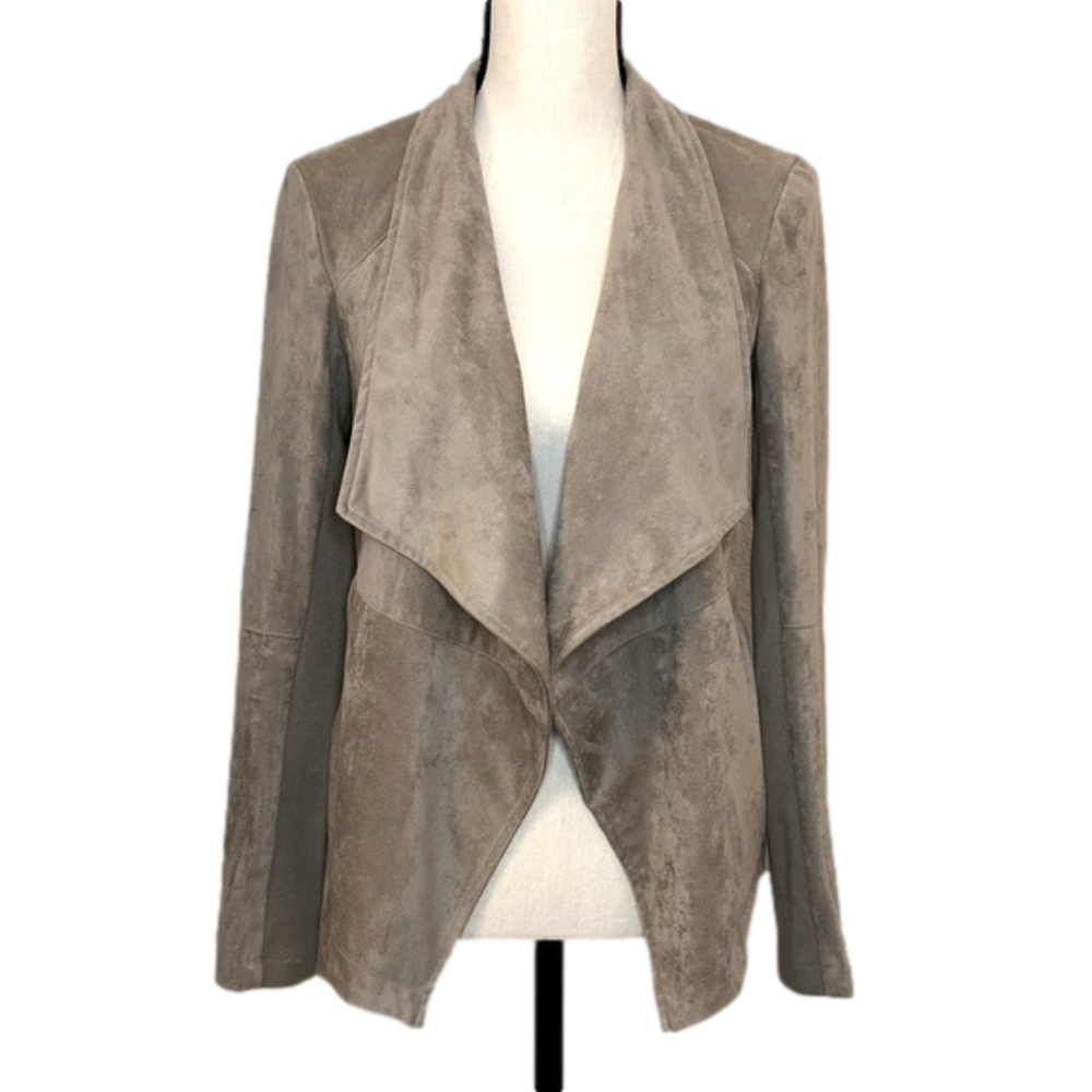 BB Dakota Tan Faux Suede Drape Front Jacket Size S